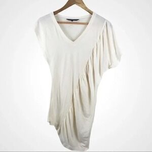 French Connection Asymmetrical Blouse XS‎ Cream Draped Clean Girl Top